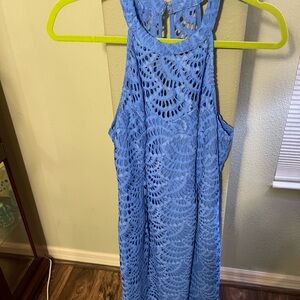 Lilly Pulitzer Kenna Halter Bennet Blue Vibrant Blue Lace Dress